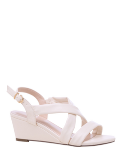 Paradox London Janis Wide Fit Wedge Heel Strappy Sandals, Cream - view 2, Cream