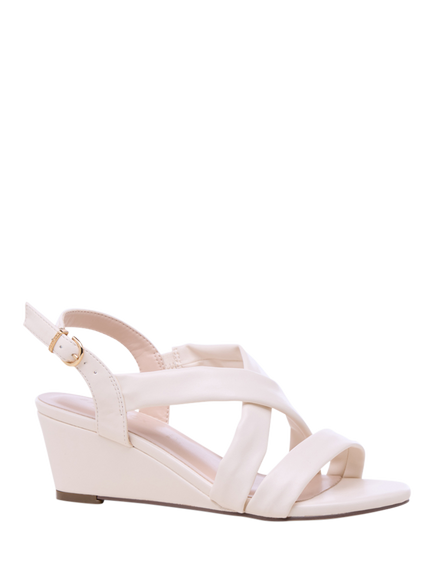 Paradox London Janis Wide Fit Wedge Heel Strappy Sandals, Cream - view 2, Cream