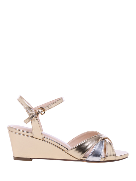Paradox London Joelle Wedge Heel Strappy Sandals, Champagne