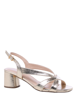Paradox London Navina Wide Fit Block Heel Sandals, Champagne - view 2, Champagne