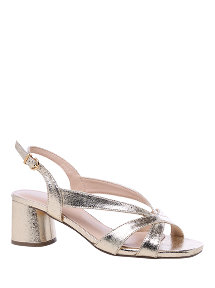 Paradox London Navina Wide Fit Block Heel Sandals, Champagne - view 2, Champagne