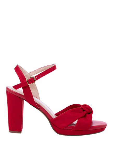 Paradox London Lani Block Heel Platform Sandals, Emerald Green, Red