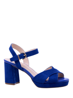 Paradox London Leya Block Heel Platform Sandals, Royal Blue - view 2, Royal Blue