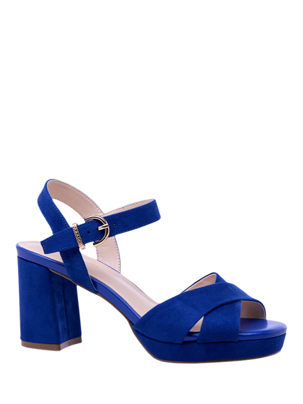 Paradox London Leya Block Heel Platform Sandals, Royal Blue - view 2, Royal Blue