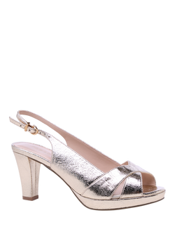 Paradox London Niara Wide Fit Block Heel Platform Sandals, Champagne - view 2, Champagne