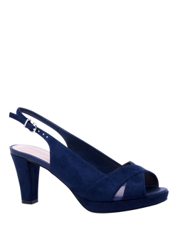 Paradox London Niara Wide Fit Block Heel Platform Sandals, Navy - view 2, Navy