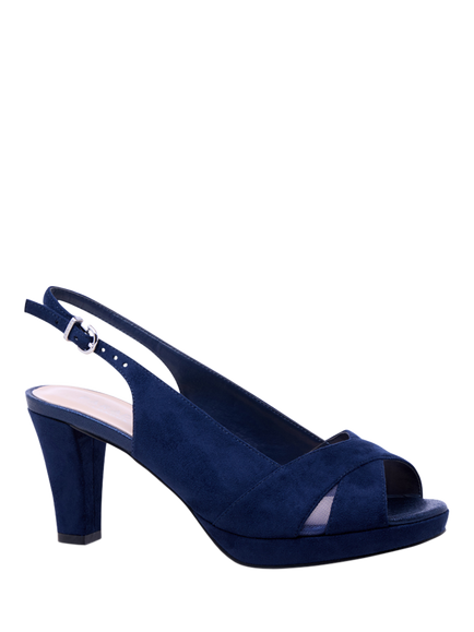 Paradox London Niara Wide Fit Block Heel Platform Sandals, Navy - view 2, Navy