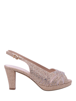 Paradox London Novella Wide Fit Embellished Platform Sandals, Champagne, Champagne