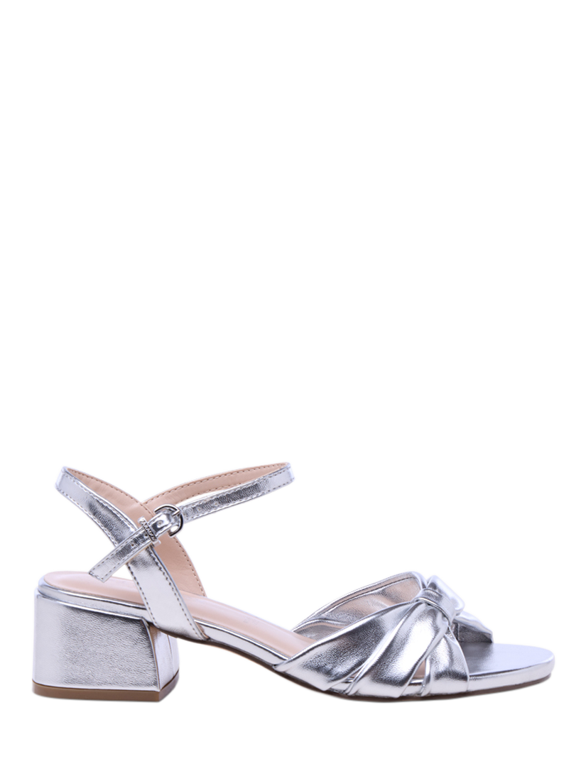ヘトロジェニティ　Raw Face/Blasted Silver Paradox London Nirvani Wide Fit Block Heel Platform Sandals, Silver
