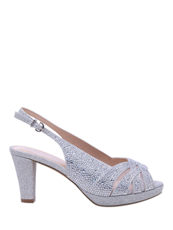 Paradox London Novella Wide Fit Embellished Platform Sandals, Silver, Silver