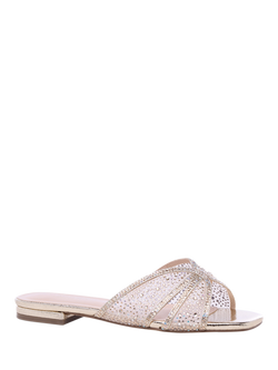 Paradox London Soleil Wide Fit Embellished Slider Sandals, Champagne, Champagne