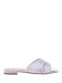 Paradox London Soleil Wide Fit Embellished Slider Sandals, Silver, Silver