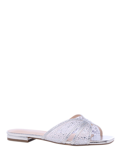 Paradox London Soleil Wide Fit Embellished Slider Sandals, Silver - view 2, Silver