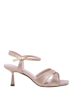 Paradox London Tassia Wide Fit Flared Heel Sandals, Champagne