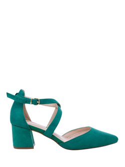 Paradox London Ffion Wide Fit Block Heel Court Shoes, Emerald Green, Emerald Green