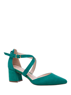 Paradox London Ffion Wide Fit Block Heel Court Shoes, Emerald Green - view 2, Emerald Green