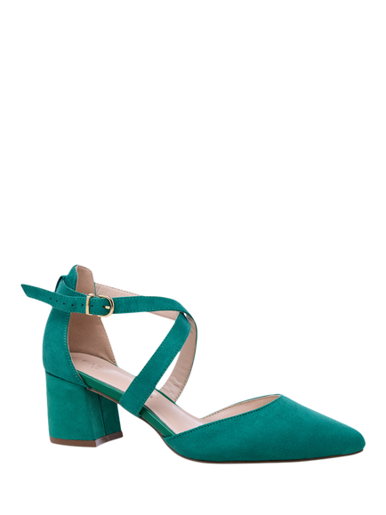 Paradox London Ffion Wide Fit Block Heel Court Shoes, Emerald Green - view 2, Emerald Green