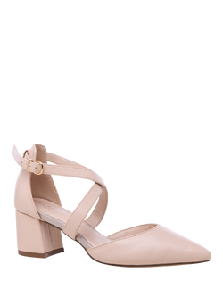 Paradox London Ffion Wide Fit Block Heel Court Shoes - view 2, Nude