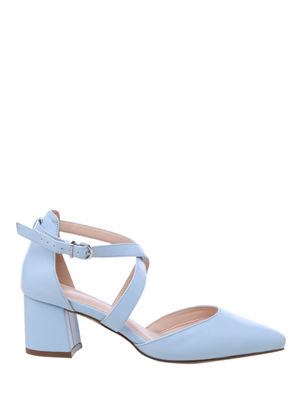 Paradox London Ffion Wide Fit Block Heel Court Shoes, Powder Blue