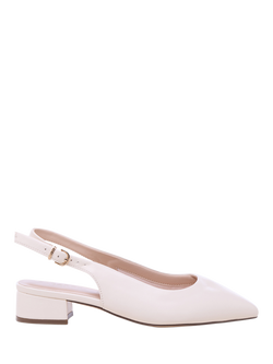 Paradox London Fiorenza Wide Fit Block Heel Court Shoes, Cream
