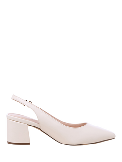 Paradox London Flynn Wide Fit Block Heel Slingback Court Shoes, Cream