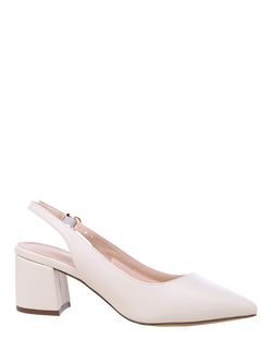 Paradox London Flynn Wide Fit Block Heel Slingback Court Shoes - view 2, Cream