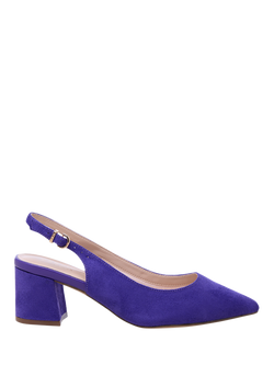 Paradox London Flynn Wide Fit Block Heel Slingback Court Shoes, Purple