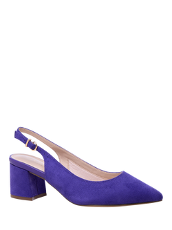 Paradox London Flynn Wide Fit Block Heel Slingback Court Shoes - view 2, Purple
