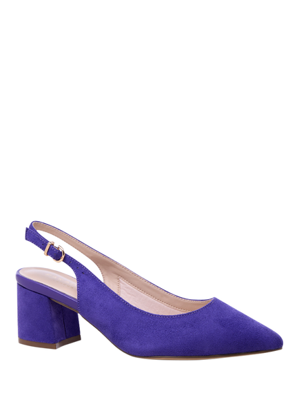 Paradox London Flynn Wide Fit Block Heel Slingback Court Shoes - view 2, Purple