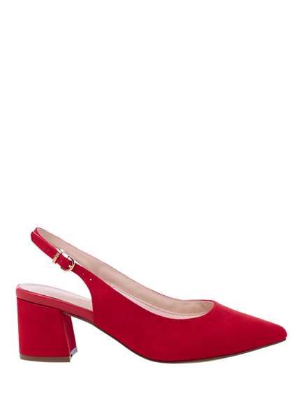 Paradox London Flynn Wide Fit Block Heel Slingback Court Shoes, Red
