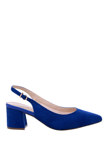 Paradox London Flynn Wide Fit Block Heel Slingback Court Shoes, Royal Blue