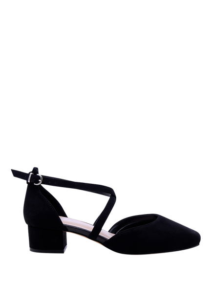 Paradox London Gemma Wide Fit Low Heel Court Shoes, Black