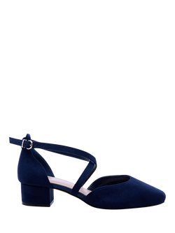 Paradox London Gemma Wide Fit Low Heel Court Shoes, Navy