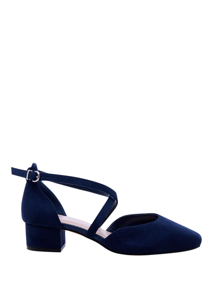 Paradox London Gemma Wide Fit Low Heel Court Shoes, Navy