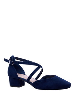 Paradox London Gemma Wide Fit Low Heel Court Shoes - view 2, Navy