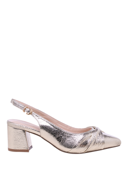 Paradox London Giverny Wide Fit Block Heel Slingback Court Shoes, Champagne, Champagne
