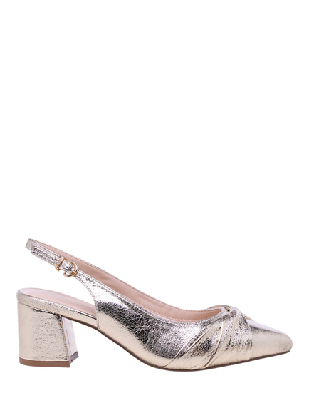 Paradox London Giverny Wide Fit Block Heel Slingback Court Shoes, Champagne, Champagne