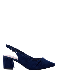 Paradox London Giverny Wide Fit Block Heel Slingback Court Shoes, Navy, Navy