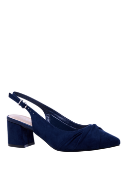 Paradox London Giverny Wide Fit Block Heel Slingback Court Shoes, Navy - view 2, Navy