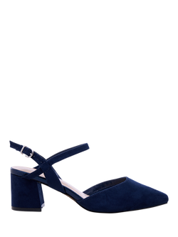 Paradox London Gloriette Wide Fit Block Heel Court Shoes, Navy, Navy