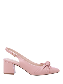 Paradox London Ilene Block Heel Knot Detail Court Shoes, Blush, Blush