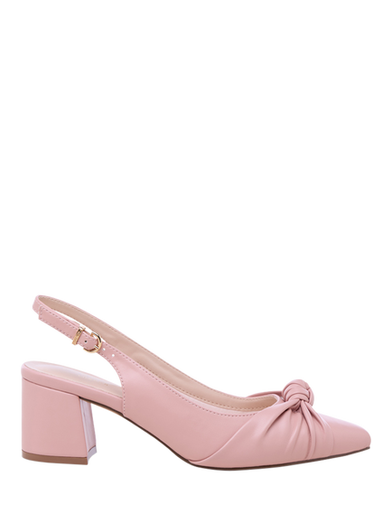 Paradox London Ilene Block Heel Knot Detail Court Shoes, Blush, Blush