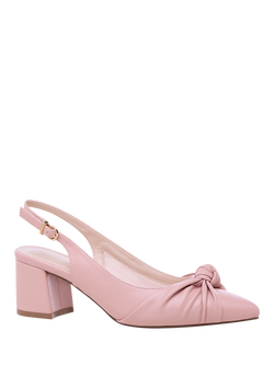 Paradox London Ilene Block Heel Knot Detail Court Shoes, Blush - view 2, Blush