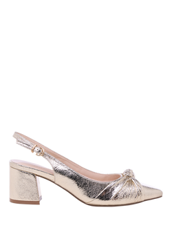 Paradox London Ilene Block Heel Knot Detail Court Shoes, Champagne, Champagne