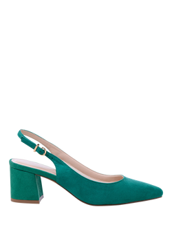Paradox London Isadora Mid Block Heel Slingback Court Shoes, Emerald Green, Emerald Green
