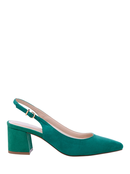 Paradox London Isadora Mid Block Heel Slingback Court Shoes, Emerald Green, Emerald Green