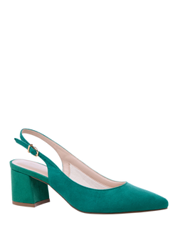 Paradox London Isadora Mid Block Heel Slingback Court Shoes, Emerald Green - view 2, Emerald Green