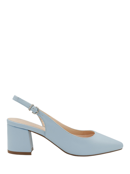 Paradox London Isadora Mid Block Heel Slingback Court Shoes, Powder Blue