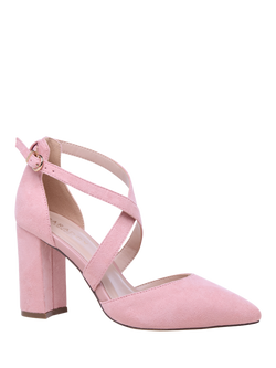 Paradox London Rachel High Block Heel Court Shoes - view 2, Blush