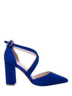 Paradox London Rachel High Block Heel Court Shoes, Royal Blue
